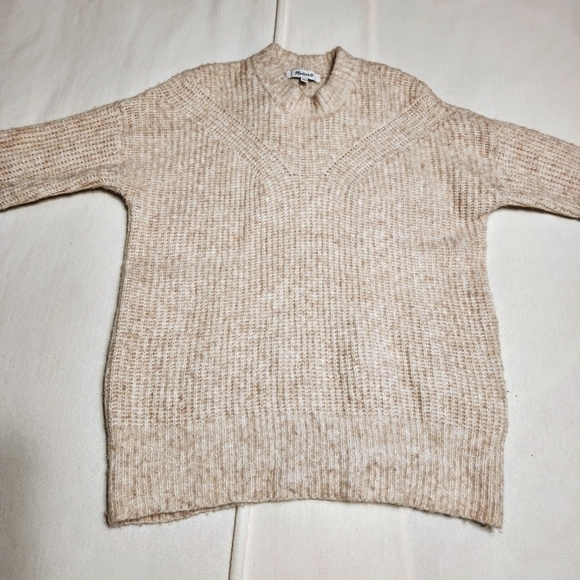 Madewell Belfiore Ribbed Wool Blend Tan Oversized Sweater XX Small - Picture 9 of 11